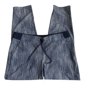 Athleta Batik Midtown Visit Blue Spot Ankle Pants  Joggers Blue & White Size 12